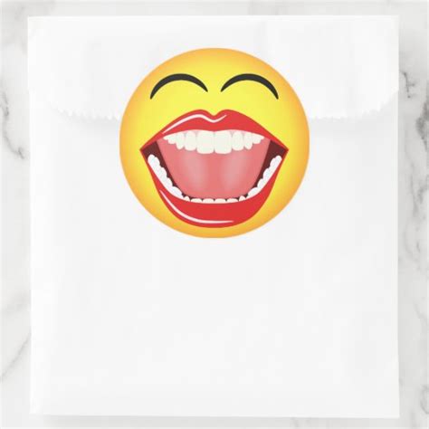 Face Yellow Laughing Emoticon Round Sticker Zazzle