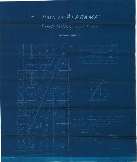 Survey Map Of The Town Of Alabama Creek Nation Indian Territory2