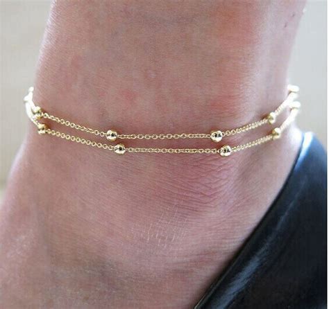 Handmade New Sexy Barefoot Beach Fashion Double Chain Foot Chain Anklet