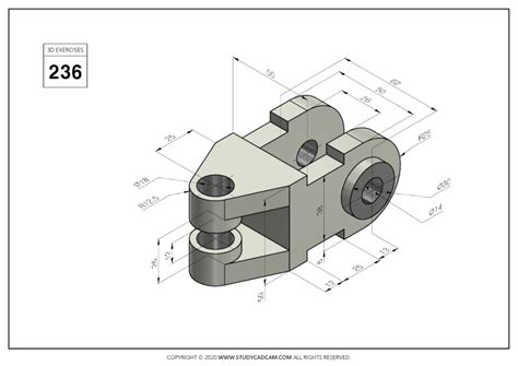 3d Cad Exercises 236 Studycadcam Autocad Isometric Drawing