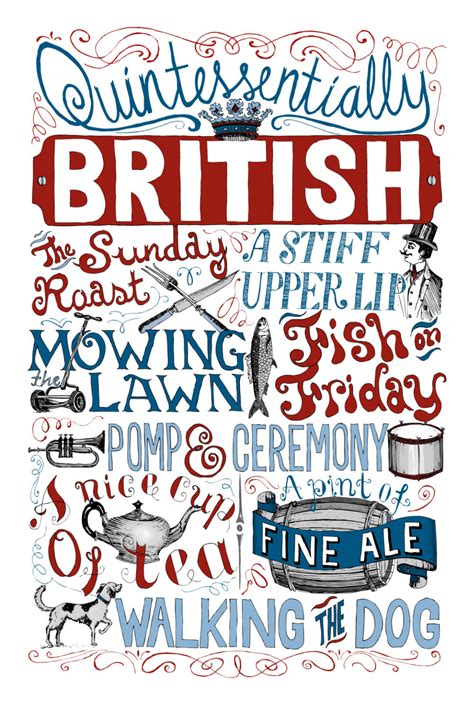 An Illustrated Print Of British Traditions A T For Anglophiles