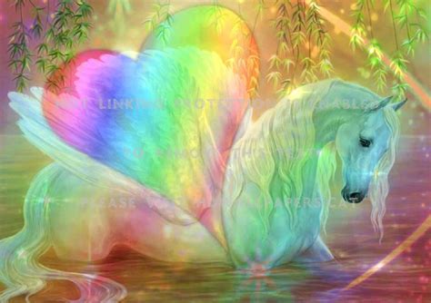 Rainbow Heart Pegasas Water Soft Beautiful