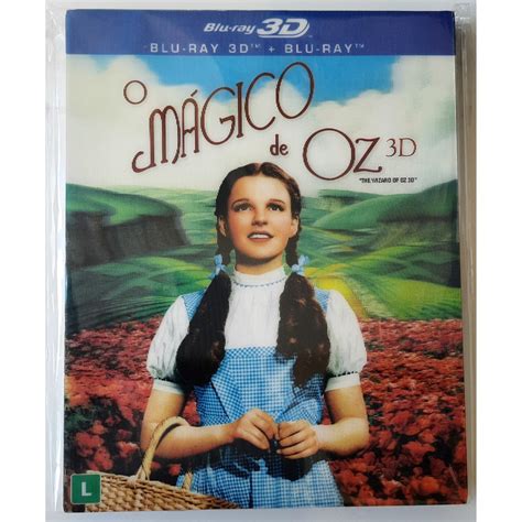 Blu ray duplo O Mágico de Oz com luva lenticular 2D e 3D dublado e