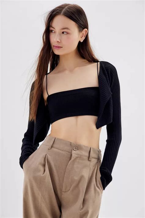 Uo Karla Ribbed Shrug Sweater Urban Outfitters