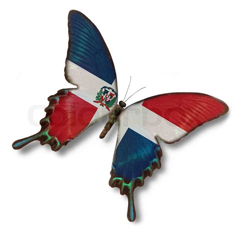 Dominican Republic Flag On Butterfly Isolated On White Stock Image Colourbox