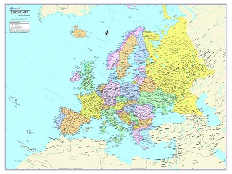 Buy Coolowlmaps Europe Continent Wall Map Poster Laminated 32x24