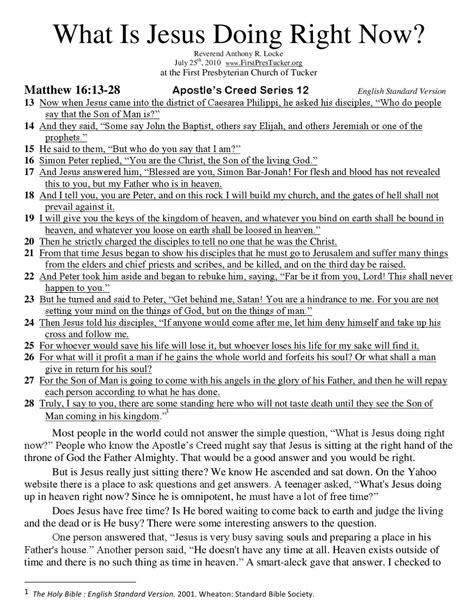 Apostles Creed Series 12 What Is Jesus Doing Right Now Matthew 1613