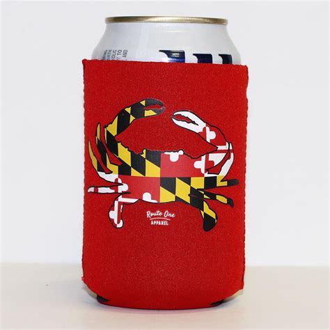 Maryland Full Flag Crab Red Can Cooler Route One Apparel