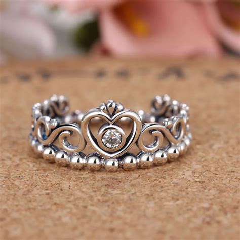 Vintage Silver Princess Crown Rings For Women New Silver Princess Tiara
