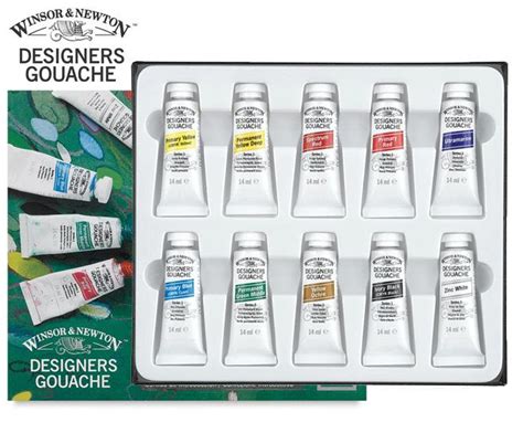 Winsor And Newton New Designer Gouache Introductory Set 10 X 14ml Tubes