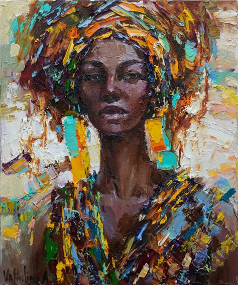 African Woman Portrait Original Oil Painting By Anastasiya Valiulina 2019 Painting Oil On