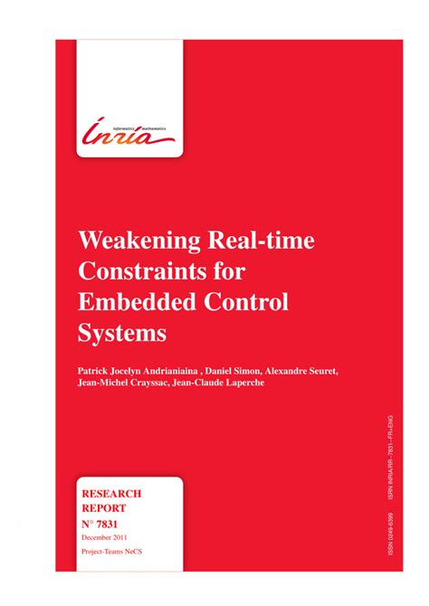 Due to time constraints, we are going to limit ourselves to scientific publishing, and we are not going to deal with repositories and databases issues. (PDF) Weakening Real-time Constraints for Embedded Control ...