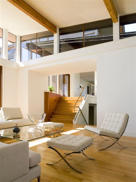 Modern Living Room With High Ceiling And Clerestory