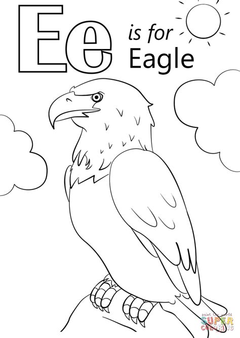 Download letter e coloring page or coloring worksheet free in the form of pdf. Letter E is for Eagle coloring page | Free Printable ...