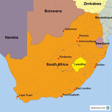 Stepmap Al Map Of South Africa And Bordering Countries Landkarte