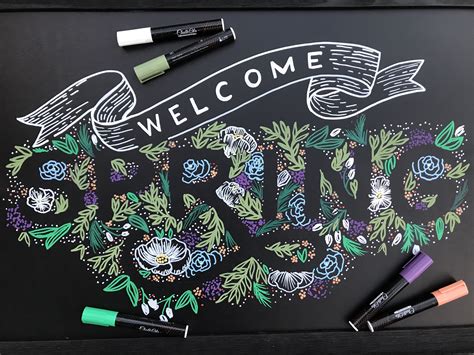 Spring Chalkboard Chalk Markers Art Spring Chalkboard Art