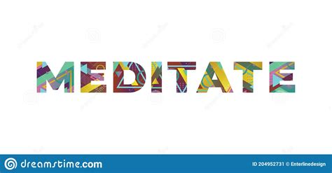 Meditate Concept Retro Colorful Word Art Illustration Stock Vector