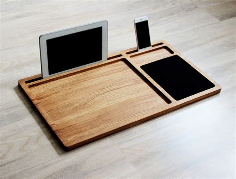 Portable Laptop Desk Oak Wood Lap Tray With Tablet And Phone Etsy