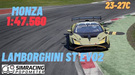 ACC Lamborghini ST EVO2 Monza Hotlap 1 47 560 Setup Data YouTube