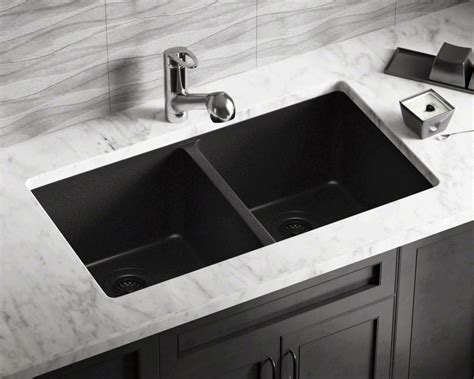 802 Black Double Equal Bowl Trugranite Kitchen Sink Undermount