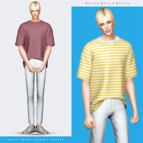 Basic Short Sleeve T Shirts Sims 4 Men Clothing Sims 4 Male Clothes