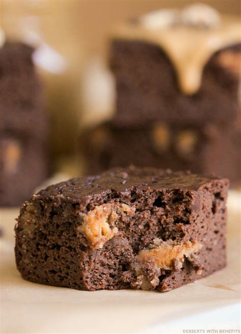 · these skinny chocolate peanut butter cupcakes are higher in fibre and lower in sugar than your typical cupcake. Desserts With Benefits Healthy Peanut Butter Brownies with Homemade Peanut Butter Chips (refined ...