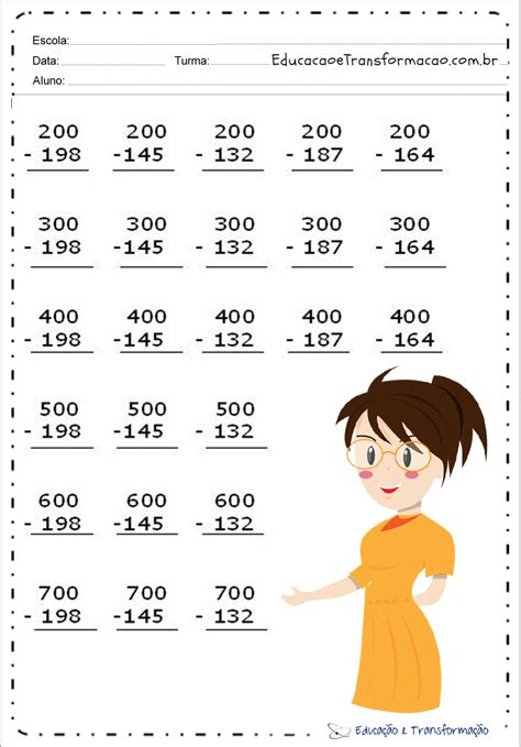 Atividades De Subtra O Para Ano Para Imprimir Educa O E Transforma O