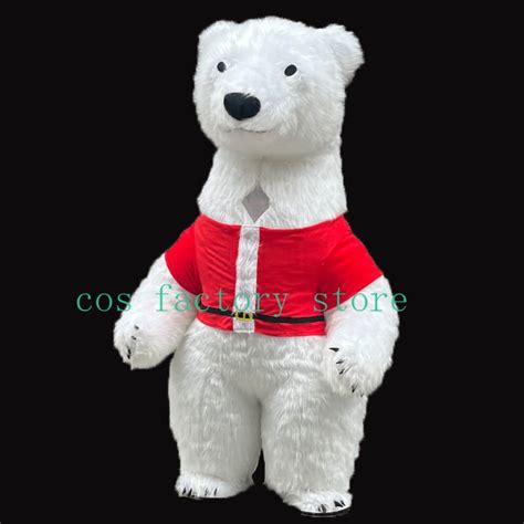 2023 Inflatable Polar Bear Costume Adult Blow Up Fur Plush Mascot Suit