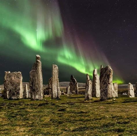 The Callanish Standing Stones Illuminated By The Aurora Borealis