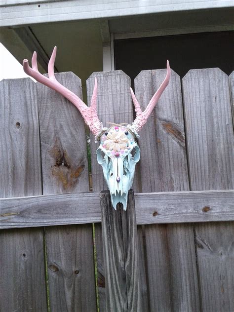 Hand Painted Embellished Deer Skull Etsy