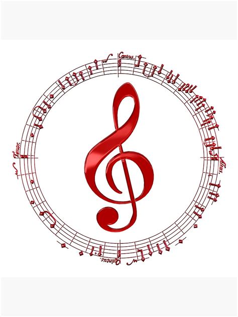 Red Treble Clef Inside Music Notes Metal Print By Cooldoodles Redbubble