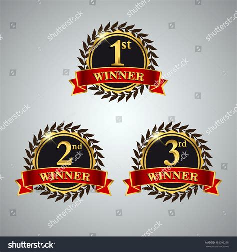 Award Golden Label First Second Third Stock Vector Royalty Free