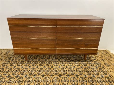 Mid Century Modern Mahogany Double Dresser By Link Taylor Epoch