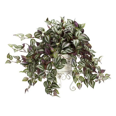 Wandering Jew Wmetal Planter Silk Plant Nearly Natural