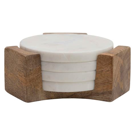 Marble Coasters With Holder Set Of 5