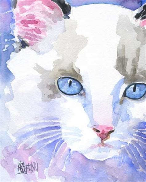 Ragdoll Cat Art Print Of Original Watercolor Painting 8x10 Etsy