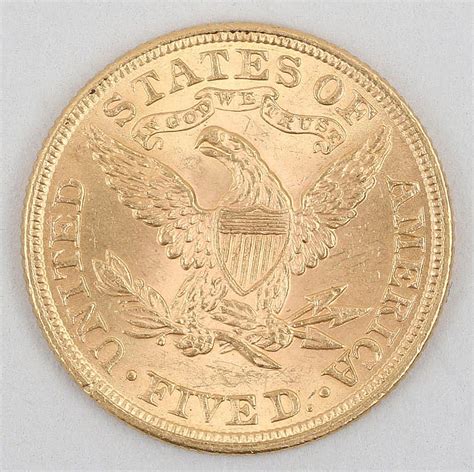 1899 Five Dollar Lady Liberty Us Gold Coin