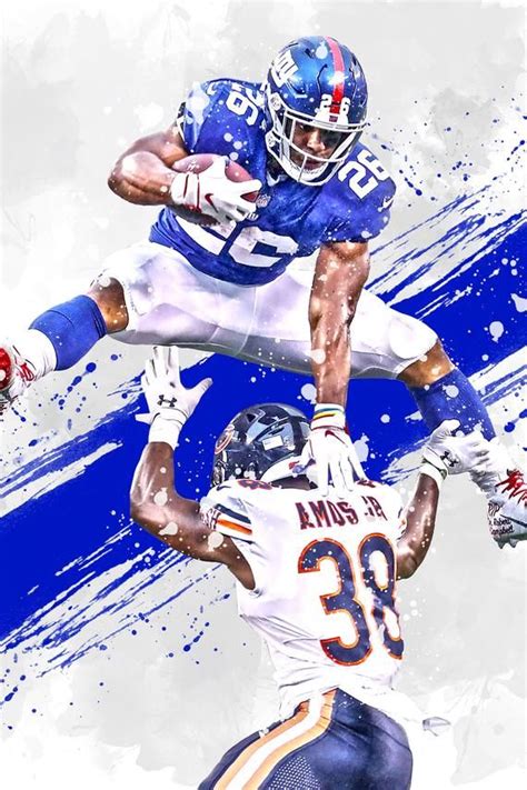 Saquon Barkley New York Giants Poster Print Sports Art Football Print