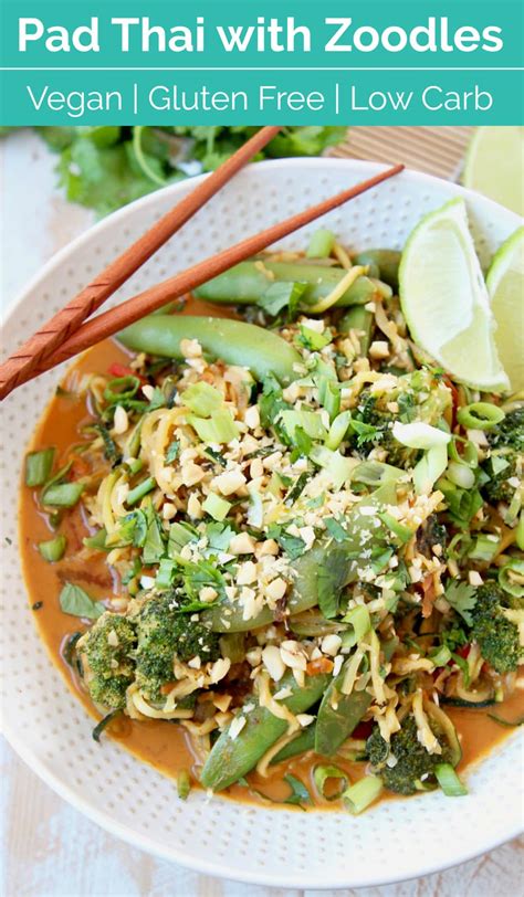Vegan Pad Thai With Zoodles Low Carb And Gluten Free