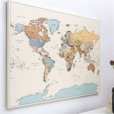 push pin world map colorful detailed