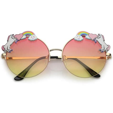 unicorn rainbow semi rimless round sunglasses with gradient colored lens 56mm unicorn life