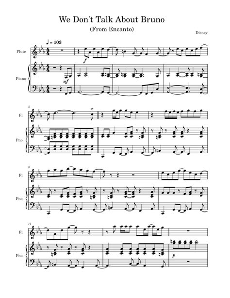 We Dont Talk About Bruno Flute And Piano Sheet Music For Piano