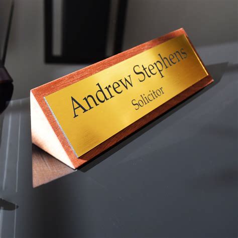 Solid Wood Stylish Personalised Desk Name Plate Desk Plaque Made Of
