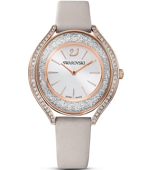 Swarovski Crystalline Aura Grey Leather Watch Dillards