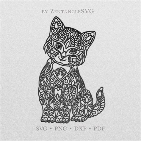 Cat Svg Cat Mandala Svg Files For Silhouette Cameo And Etsy Australia