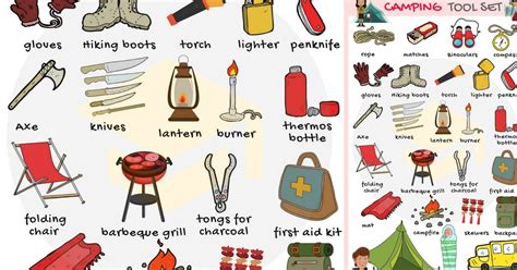 Camping Tool Set Vocabulary In English With Pictures 7 E S L