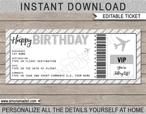 Editable Free Printable Airline Ticket Template For Gift NewFreePrintable Net