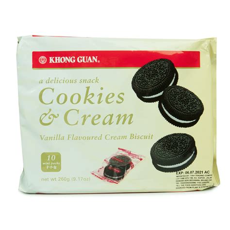 Khong Guan Cookies And Cream Vanilla Flavoured Cream Biscuit 260g Shopifull
