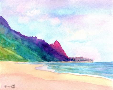 Kauai Tunnels Beach Hawaii Art Art Print Watercolor Print Etsy In