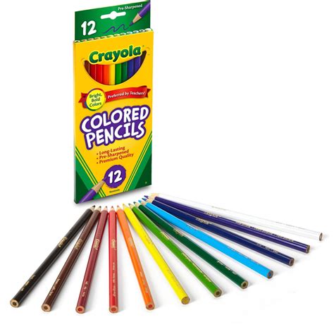 Crayola Colored Pencil Set In Assorted Colors 12 Count School